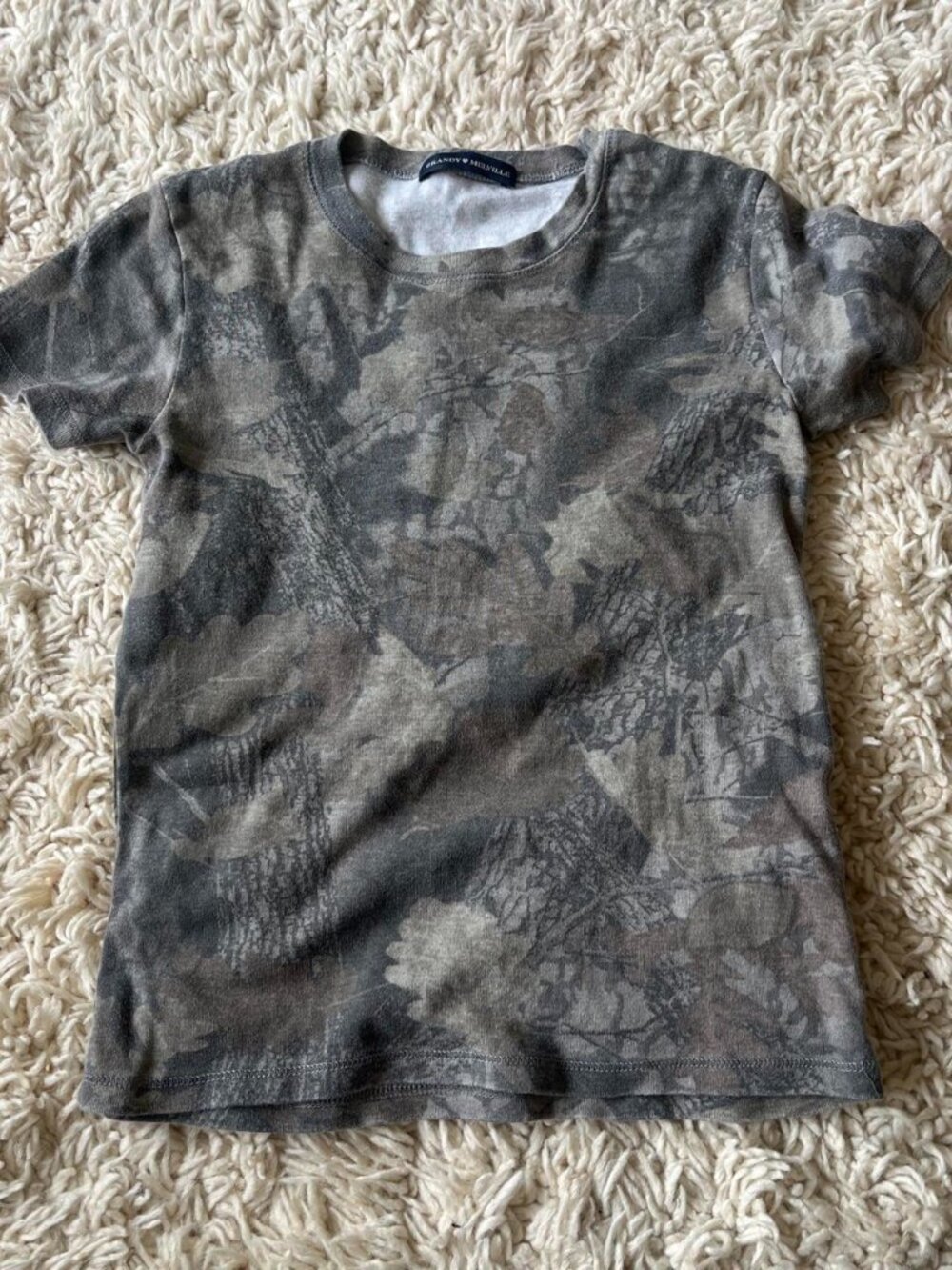 Brandy Melville Camo Print Baby Tee Green Grey One Size